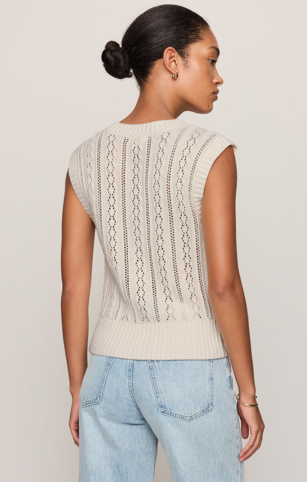 Z Supply Women’s Cabot Sweater Vest in Sandstone, back view