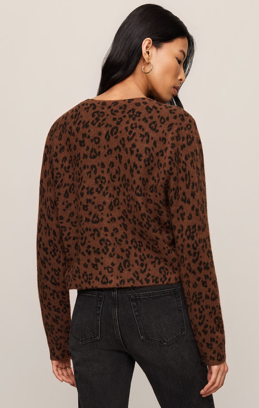 Z Supply Women’s Medina Leopard Cardigan in Burnt Umber, back view