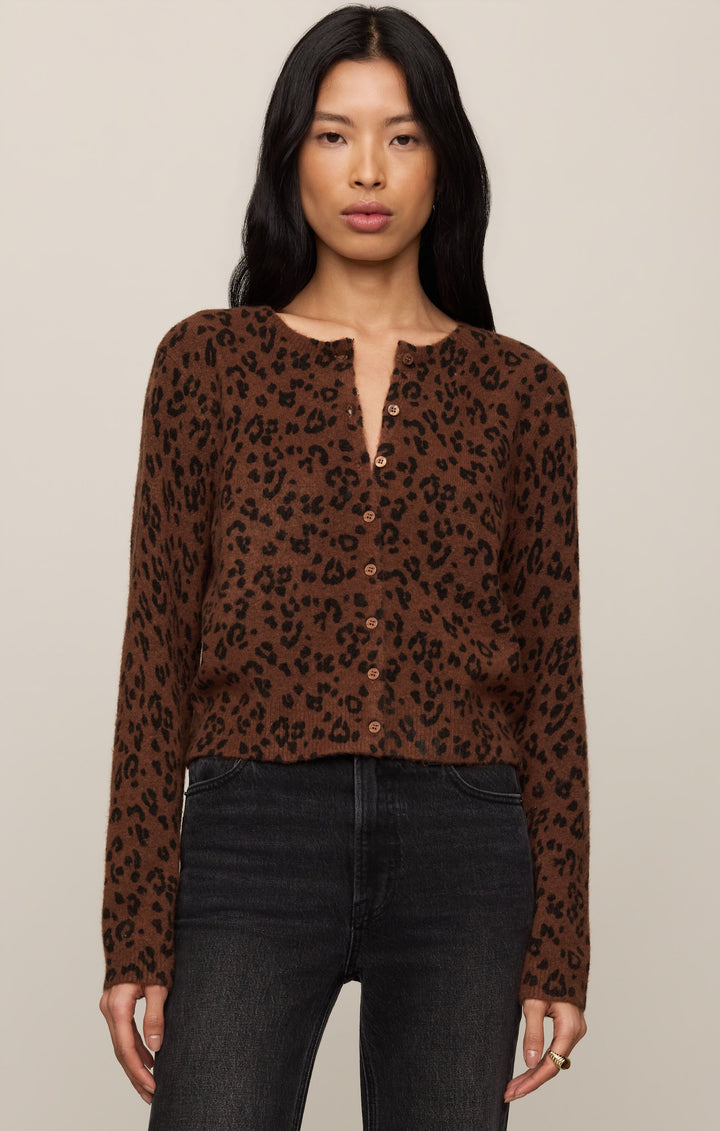 Z Supply Women’s Medina Leopard Cardigan in Burnt Umber, front view