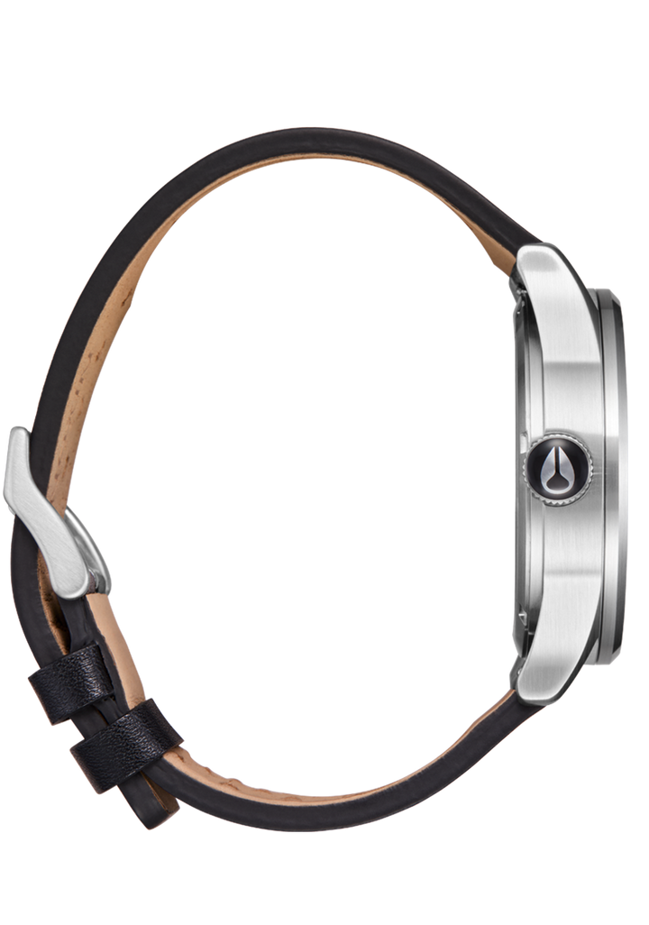 Nixon Sentry Leather | Chrome/Silver Sunray/Black
