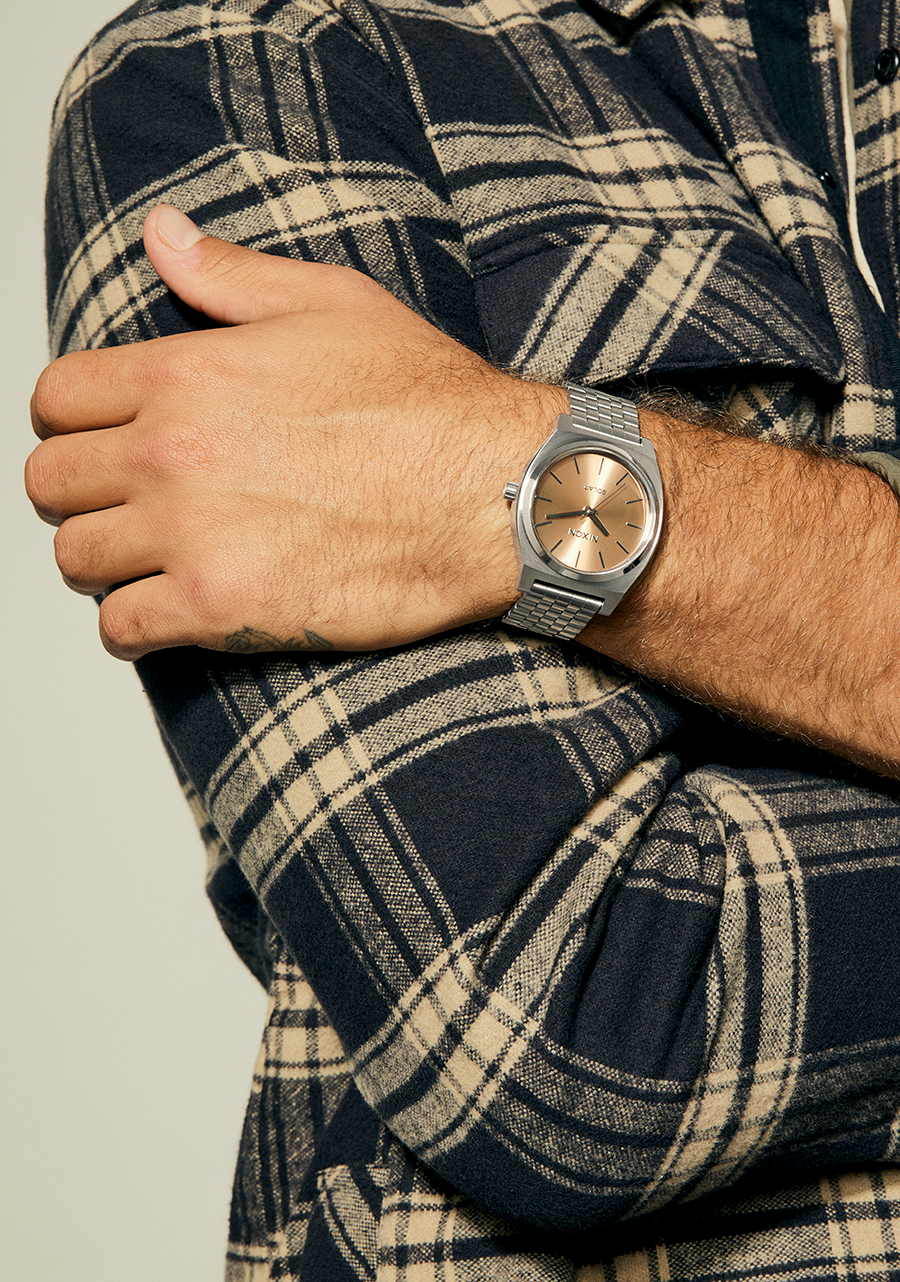 Nixon Time Teller Solar | Silver/Salmon