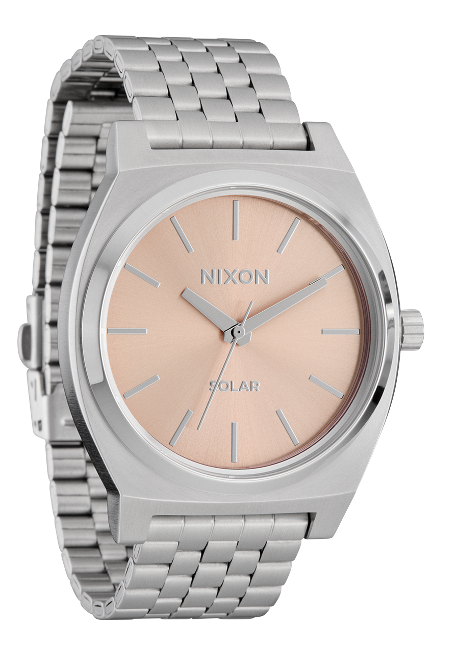 Nixon Time Teller Solar | Silver/Salmon