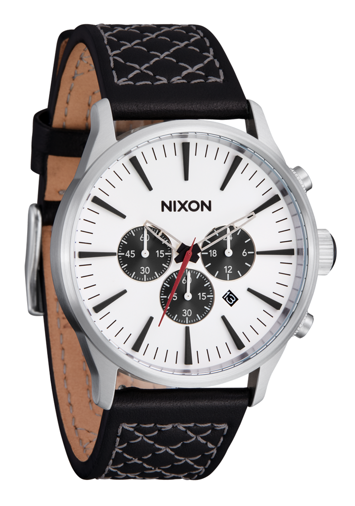 Nixon Sentry Chrono Leather | Chrome/Cloud Sunray/Black