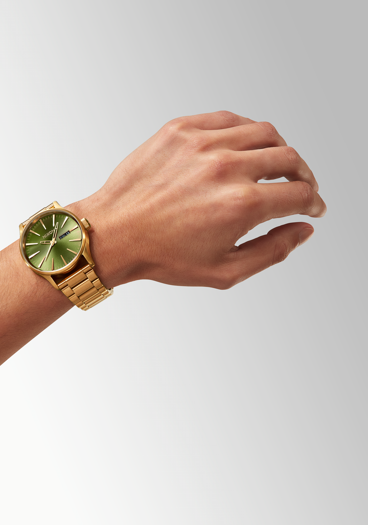 Nixon Sentry Stainless Steel | Gold/Green Sunray
