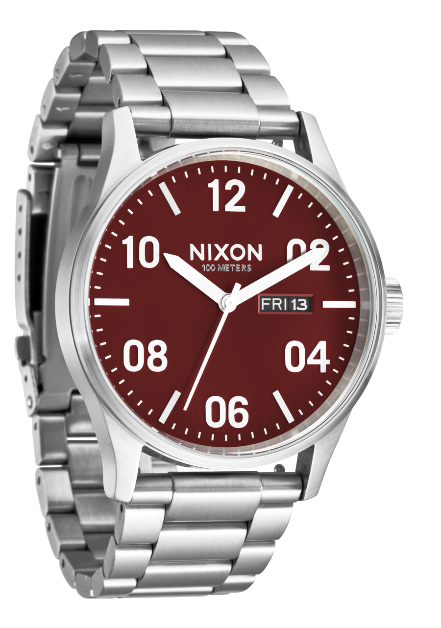 Nixon Sentry Stainless Steel | Silver/Cranberry