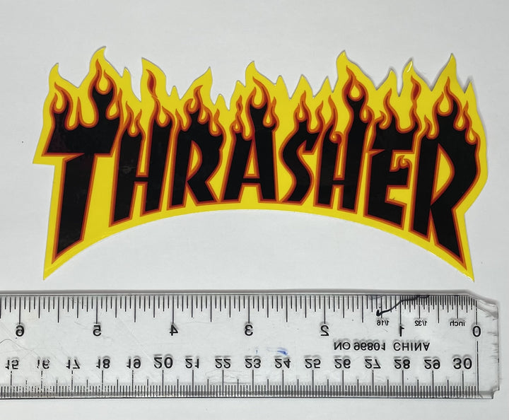 Thrasher Flame Logo Medium Sticker | Black  (T6)