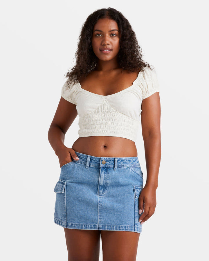 Billabong Hilary Cargo Skirt (Womens) | Medium Blue Rinse