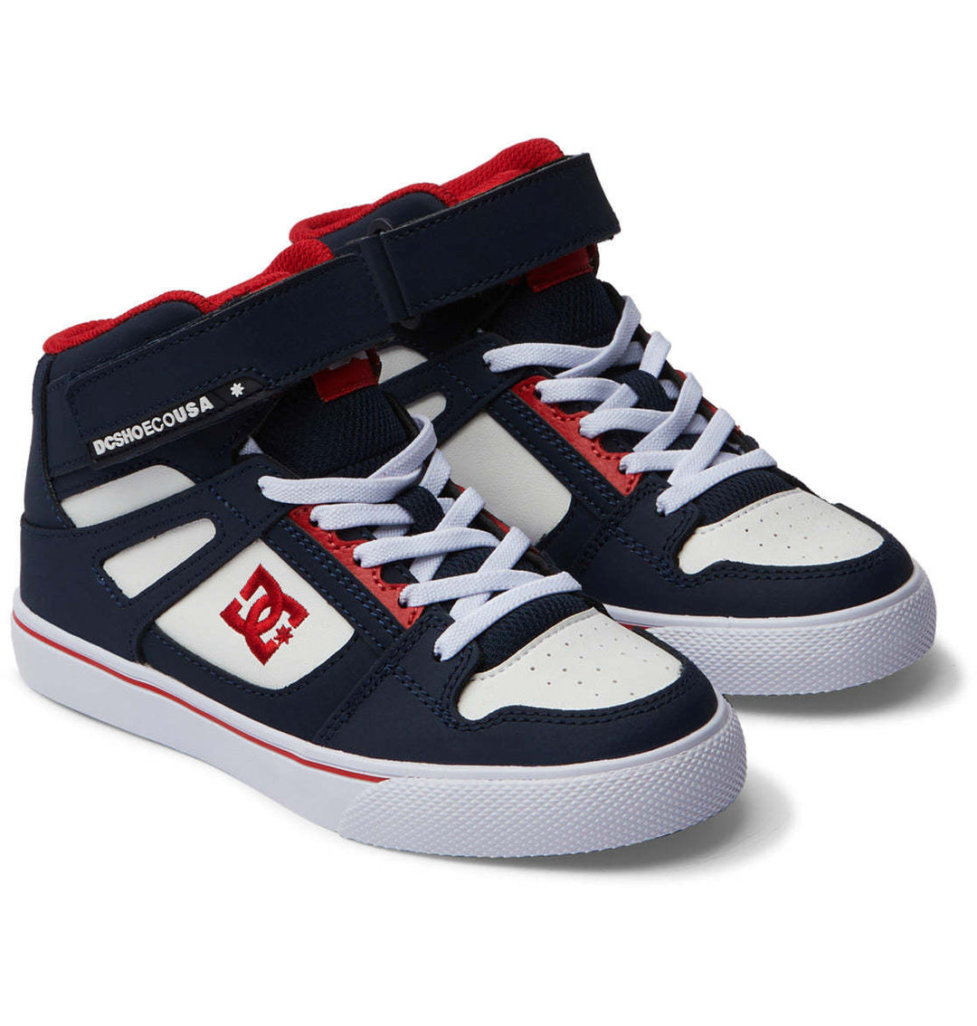 DC Pure High-Top EV Youth Shoes | Navy/Athletic Red