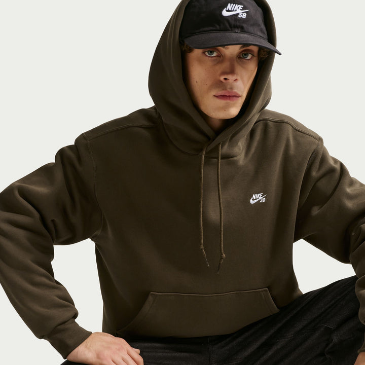 Nike SB Hd Essential Logo Fleece Pullover (Unisex) | Dark Hazel/White