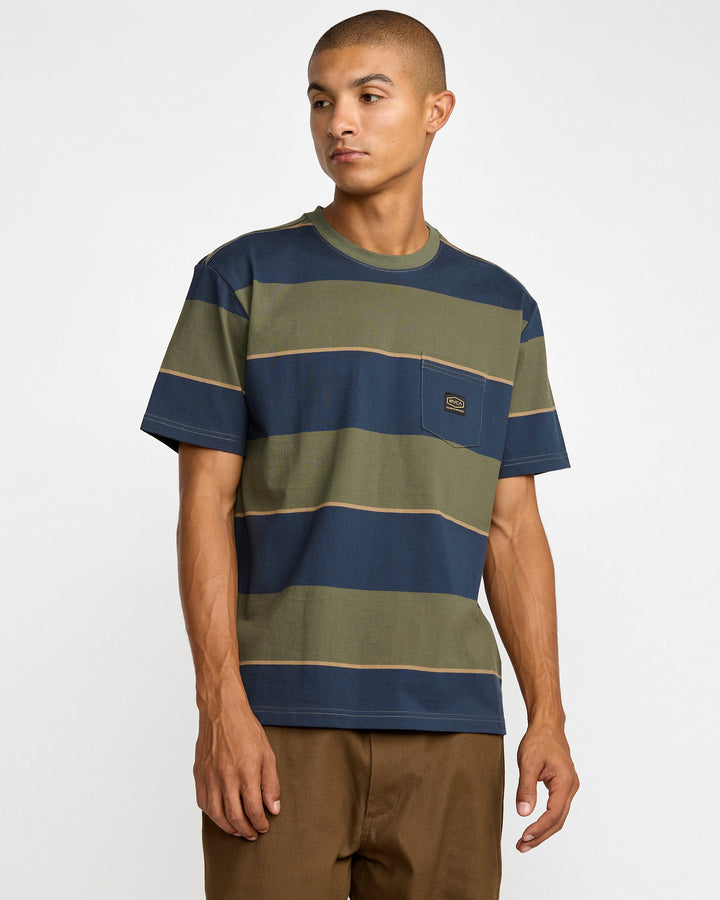 RVCA Dayshift Stripe Short Sleeve Tee (Men&