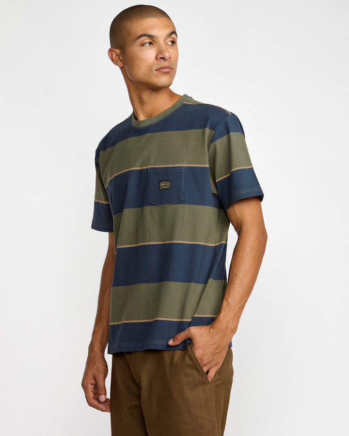 RVCA Dayshift Stripe Short Sleeve Tee (Men&