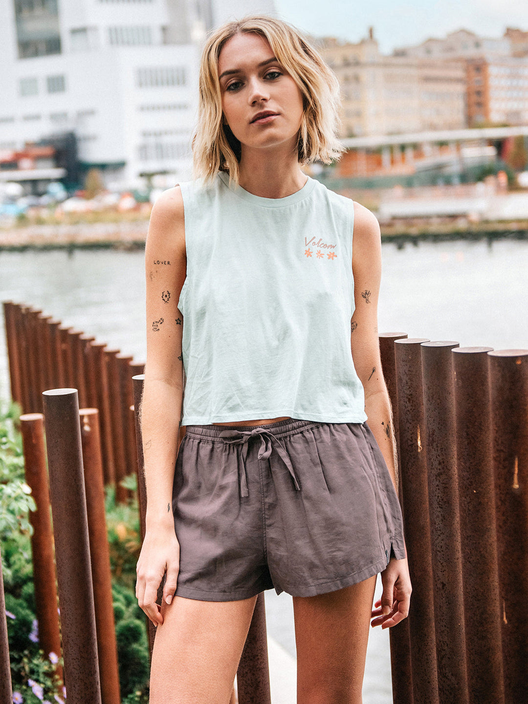 Volcom Womens Stone Def Short | Slate Grey