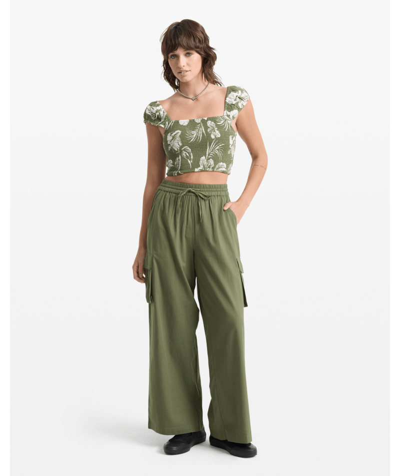 Volcom Lived In Beach Pant (Womens) | Moss Stone