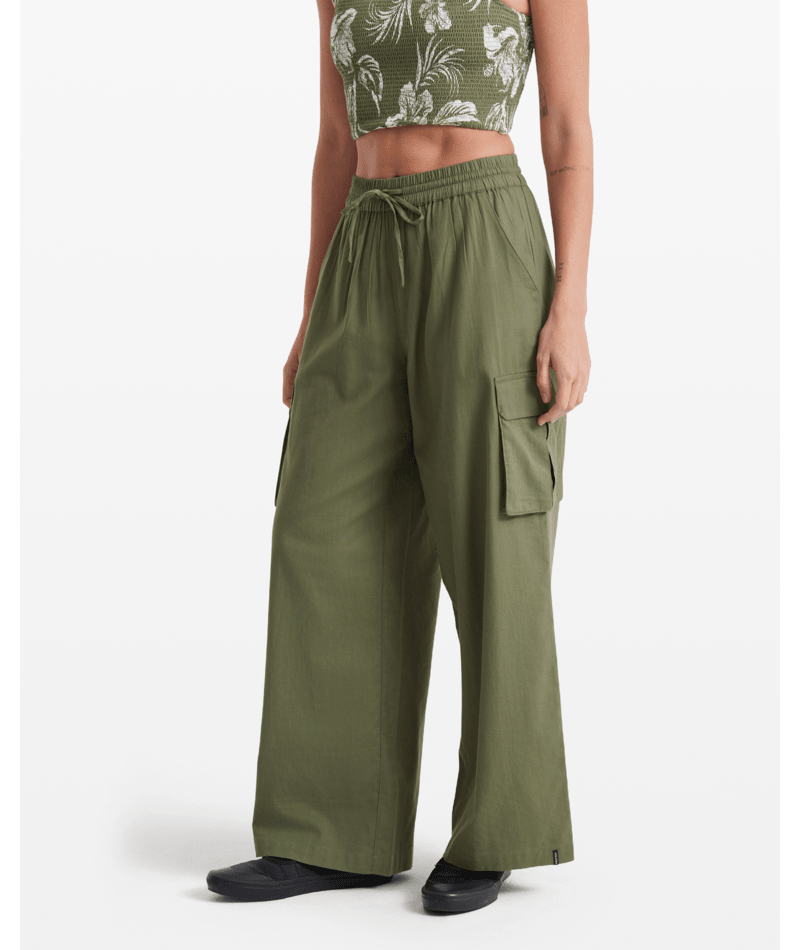 Volcom Lived In Beach Pant (Womens) | Moss Stone