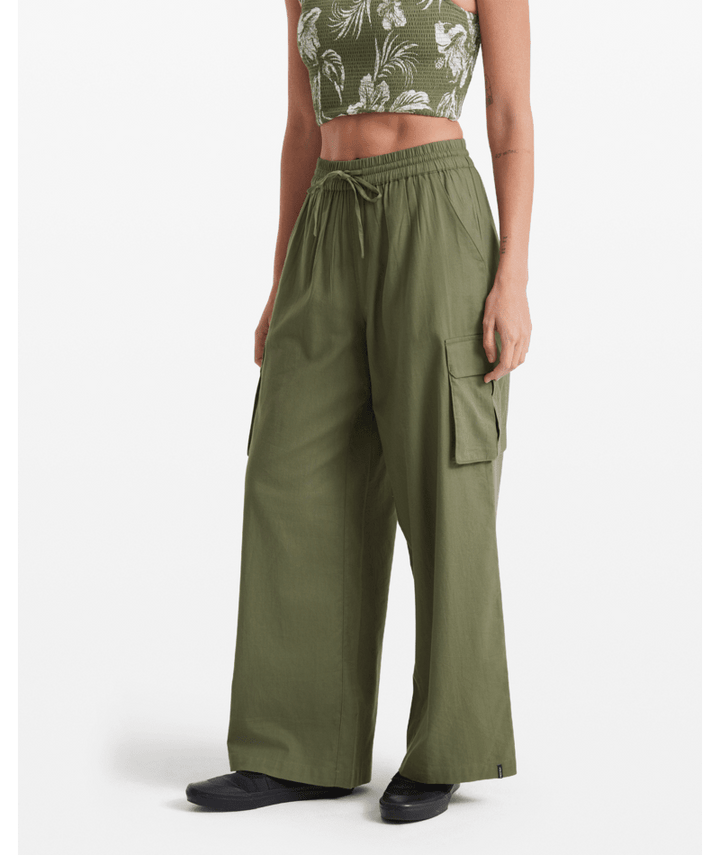 Volcom Lived In Beach Pant (Womens) | Moss Stone