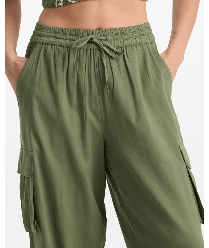 Volcom Lived In Beach Pant (Womens) | Moss Stone