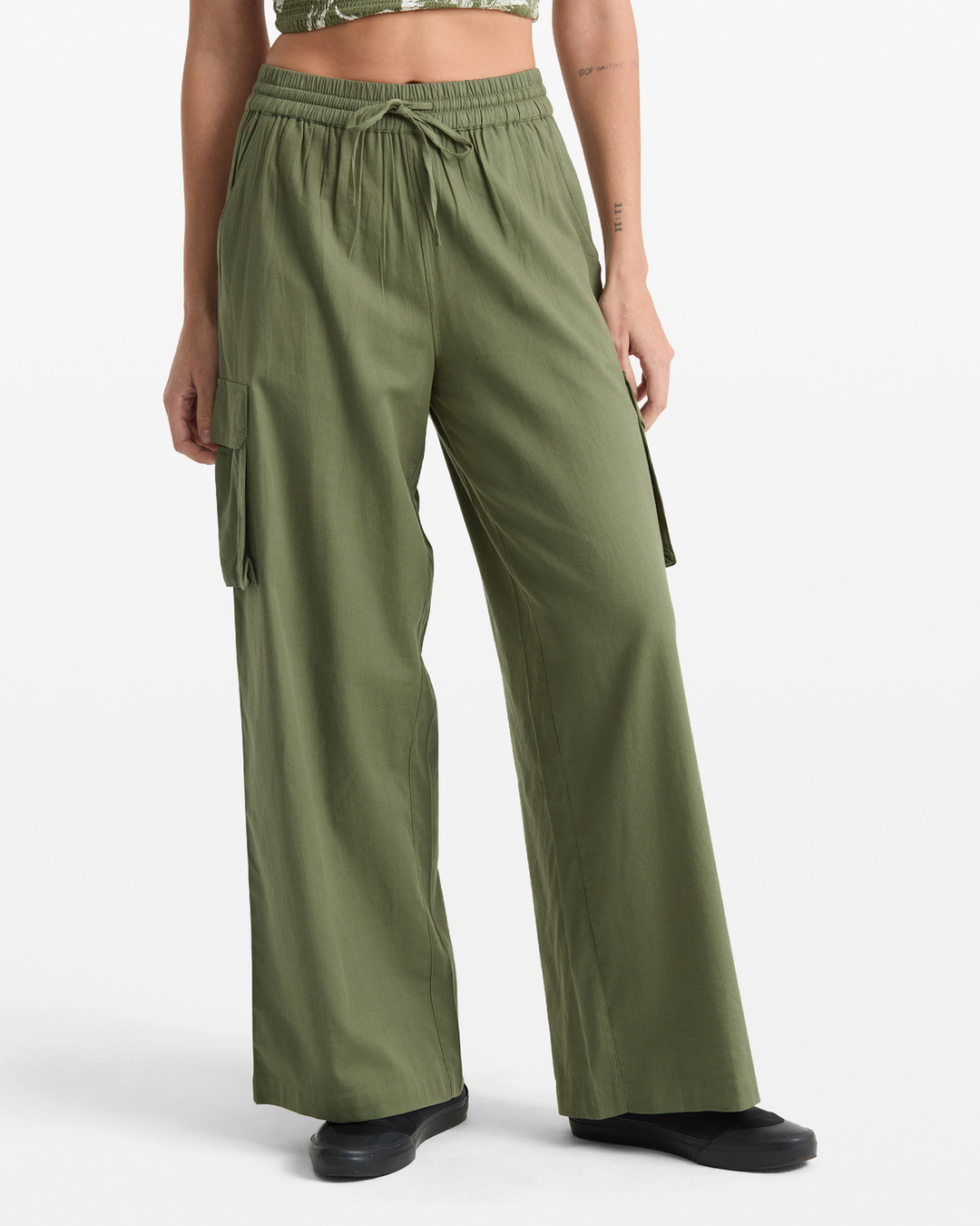 Volcom Lived In Beach Pant (Womens) | Moss Stone