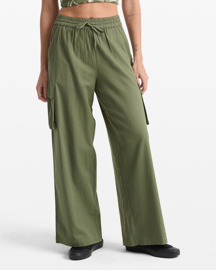 Volcom Lived In Beach Pant (Womens) | Moss Stone