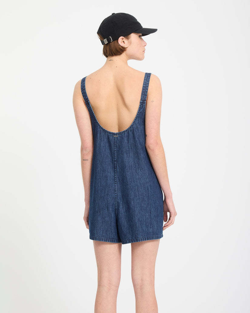 Volcom Lived In Short Romper (Womens) | Deja Blue
