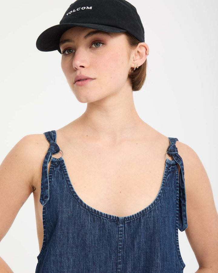 Volcom Lived In Short Romper (Womens) | Deja Blue