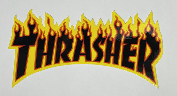 Thrasher Flame Logo Medium Sticker | Black  (T6)