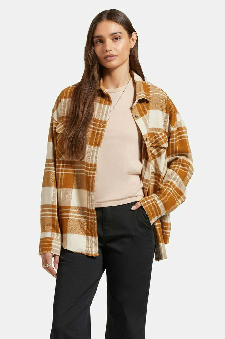 Brixton Bowery Classic Flannel (Womens) | Washed Copper/Whitecap