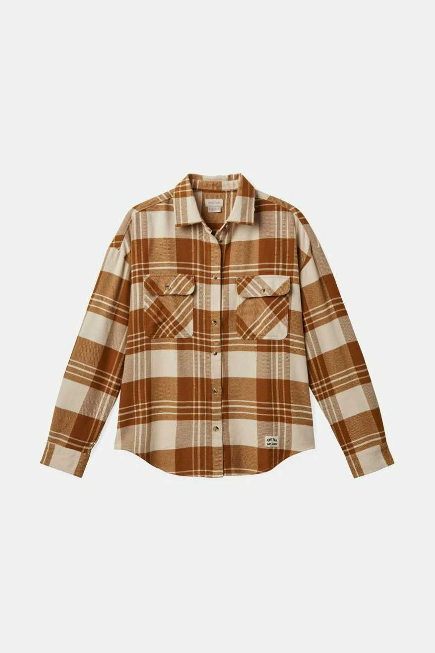 Brixton Bowery Classic Flannel (Womens) | Washed Copper/Whitecap