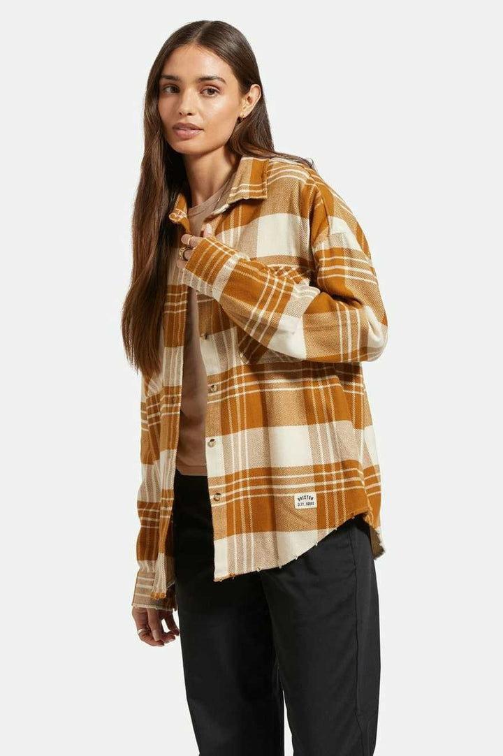 Brixton Bowery Classic Flannel (Womens) | Washed Copper/Whitecap