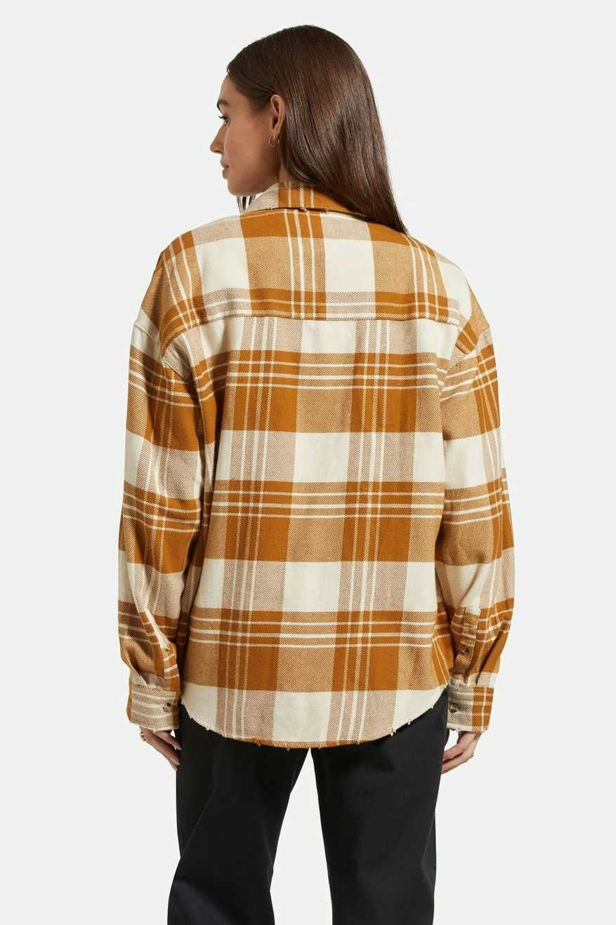 Brixton Bowery Classic Flannel (Womens) | Washed Copper/Whitecap