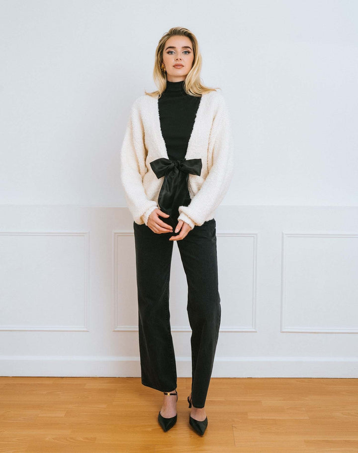 Brunette Elsa Bow Cardigan (Womens) | Cream