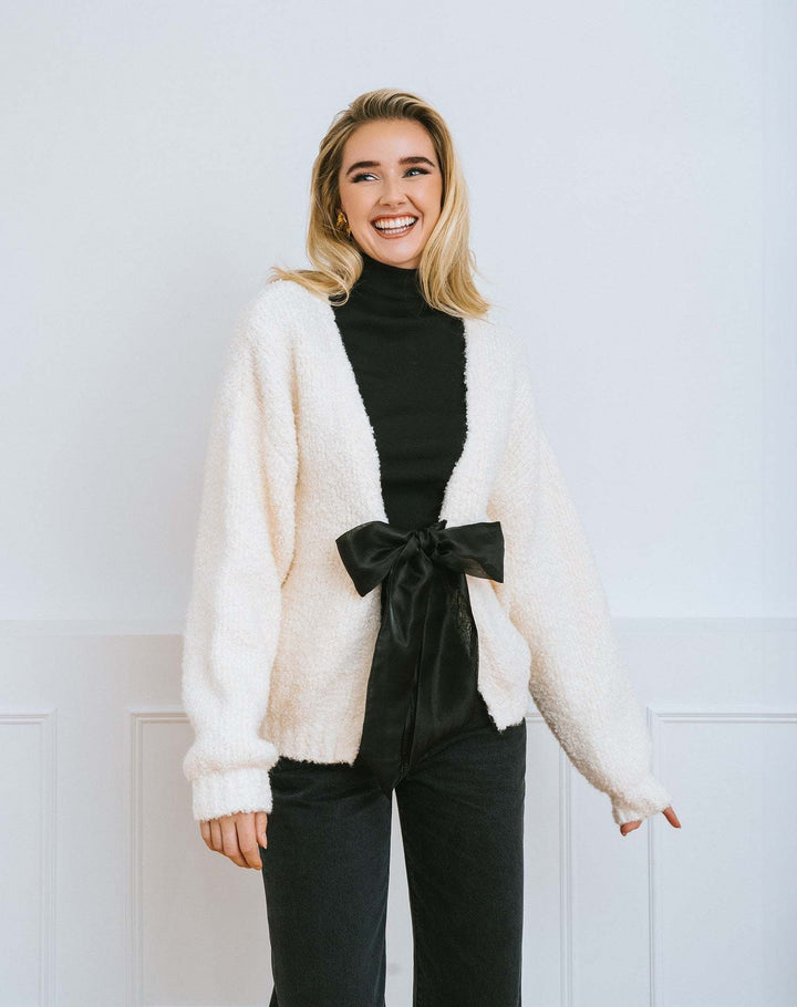 Brunette Elsa Bow Cardigan (Womens) | Cream
