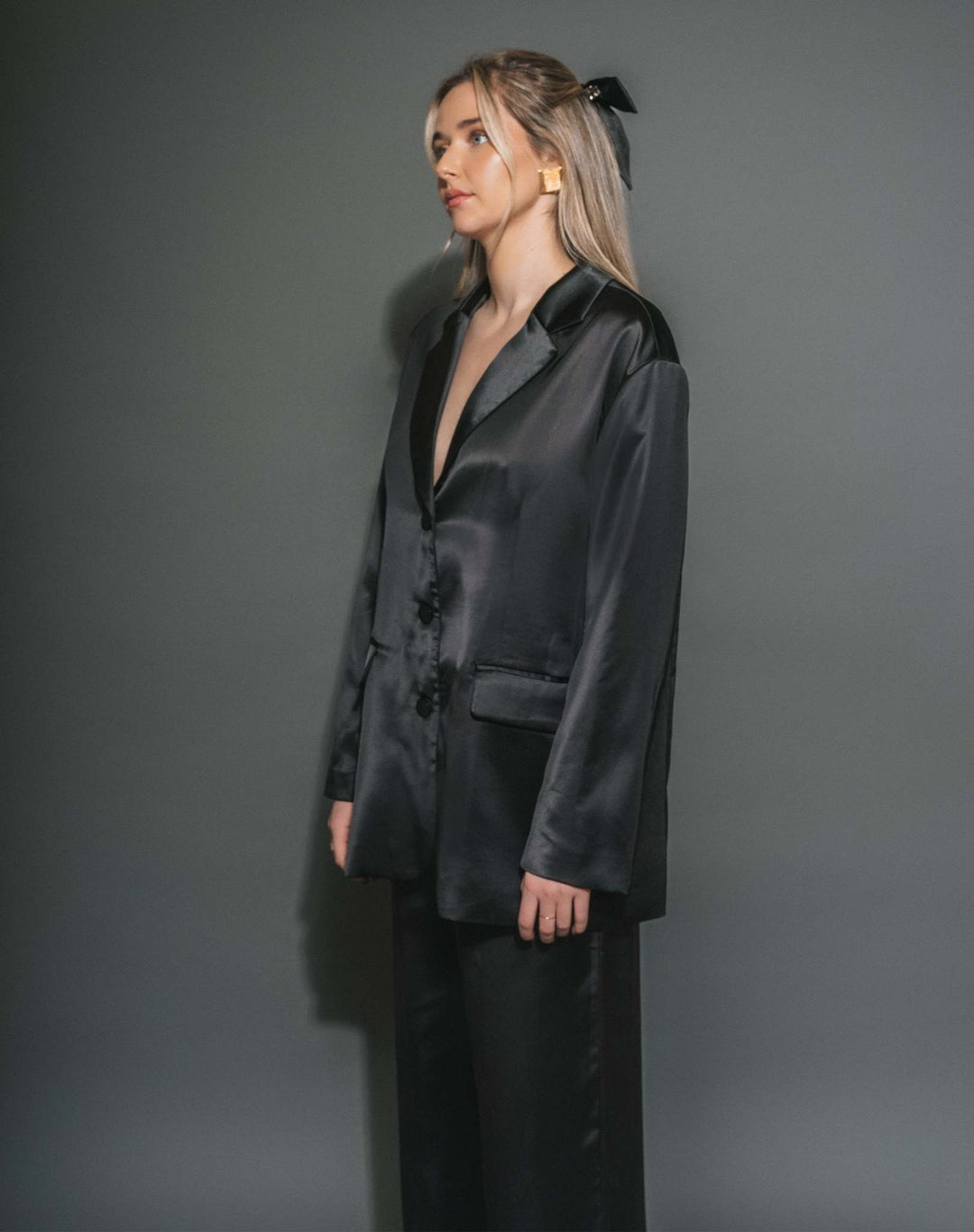 Brunette Satin Oversized Blazer (Women&