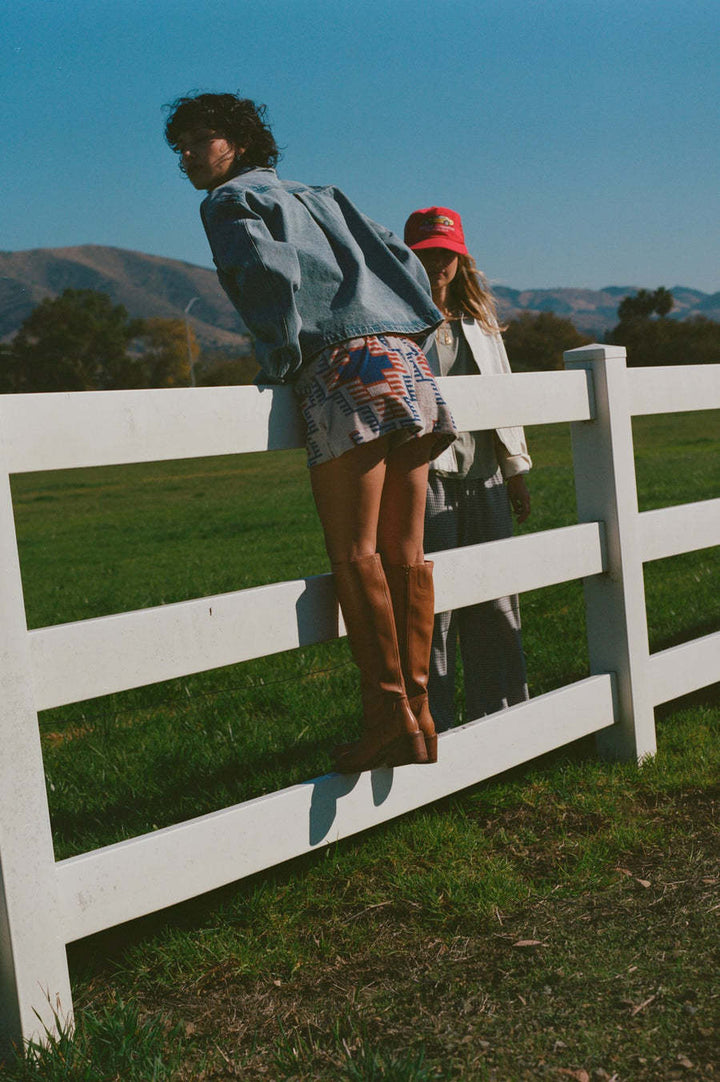 Brixton Trail Terry Cloth Short (Womens) | Electronic Indigo Pattern
