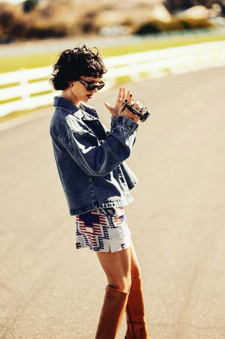 Brixton Trail Terry Cloth Short (Womens) | Electronic Indigo Pattern