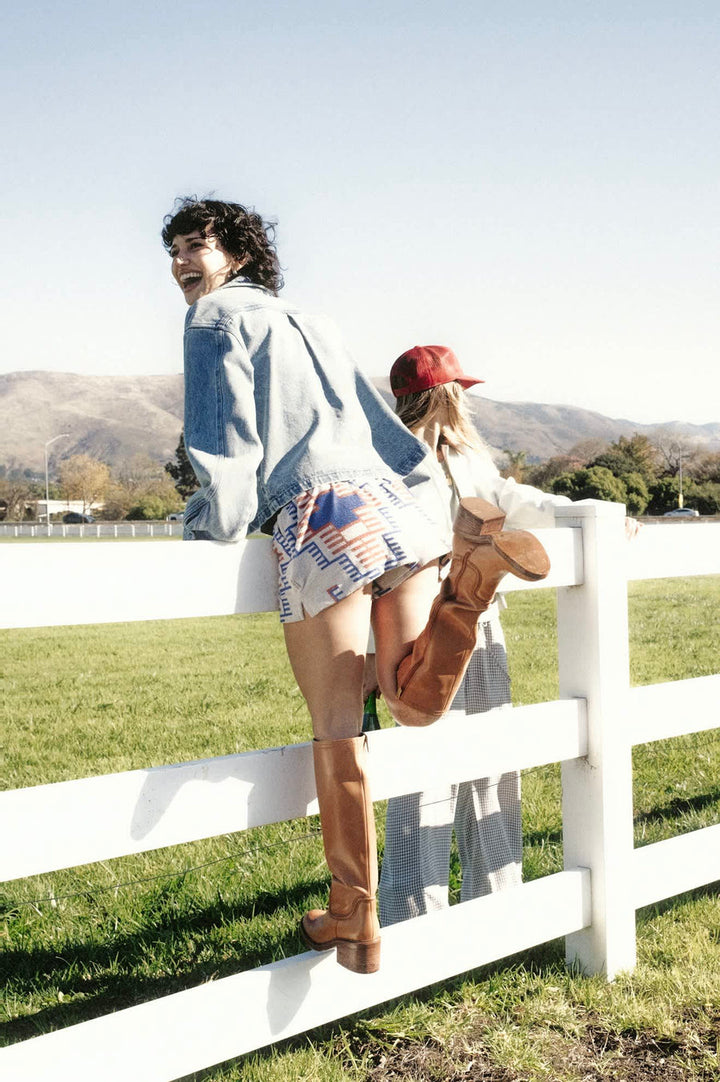 Brixton Trail Terry Cloth Short (Womens) | Electronic Indigo Pattern
