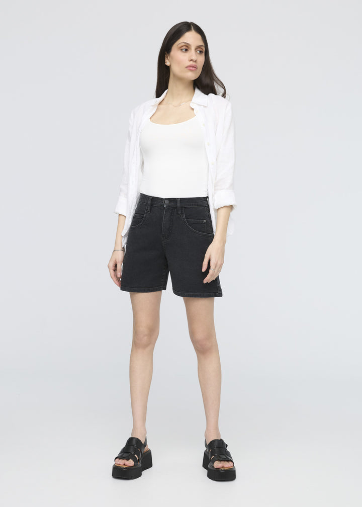 Duer Stretch High Rise Relaxed Short 5" (Womens) | Black