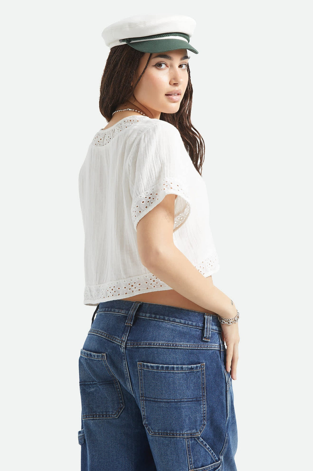 Brixton Seaside Eyelet Top (Womens) | Off White Eyelet