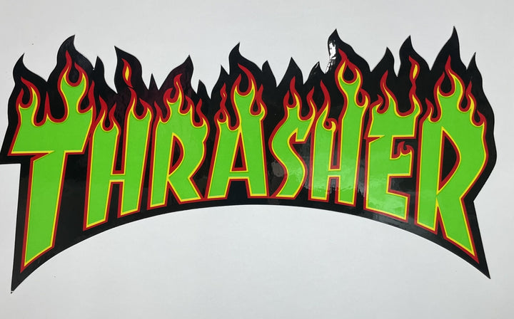 Thrasher Flame Logo Large Sticker | Green  (T1)