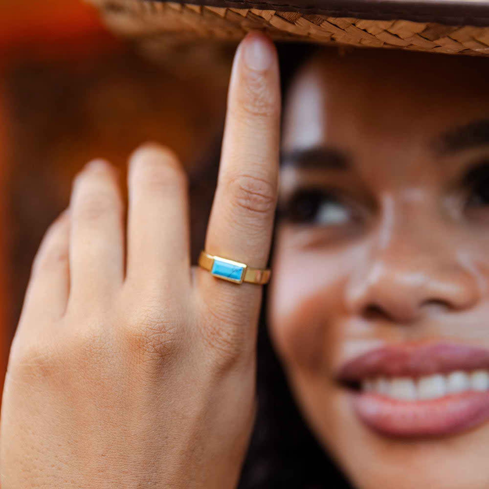 Pura Vida Tulum Turquoise Ring | Gold