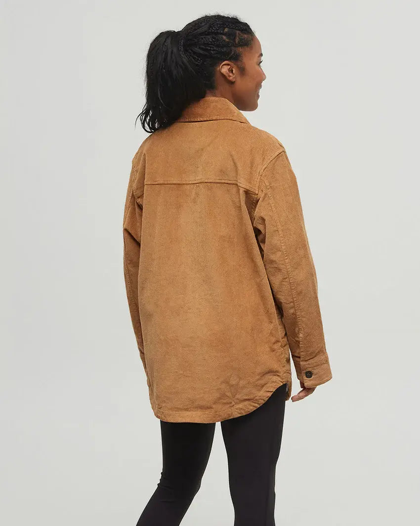 Tentree Ecostretch Corduroy Shacket (Womens) | Camel