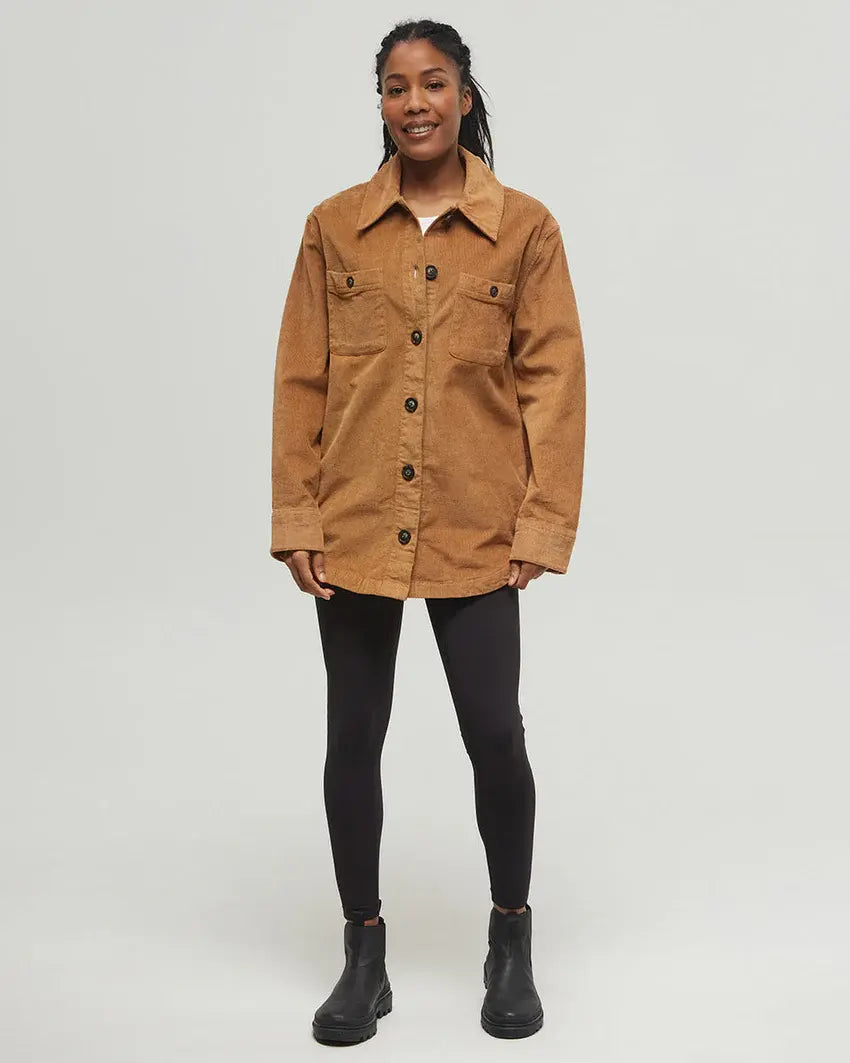 Tentree Ecostretch Corduroy Shacket (Womens) | Camel