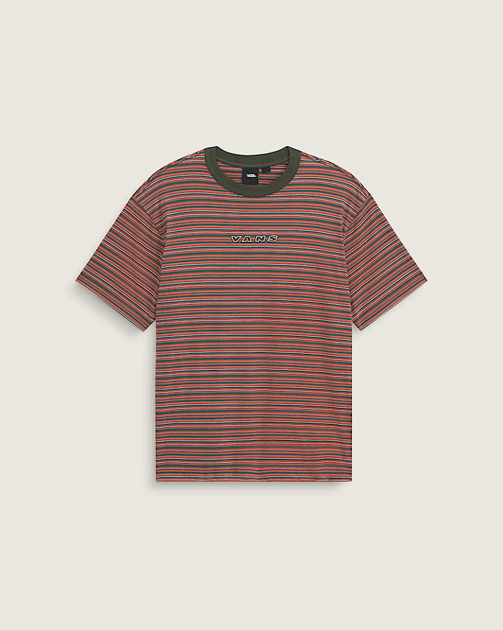Vans Cameron Stripe Short Sleeve Knit Tee (Youth) | Obsidian Fern/Light Bronze