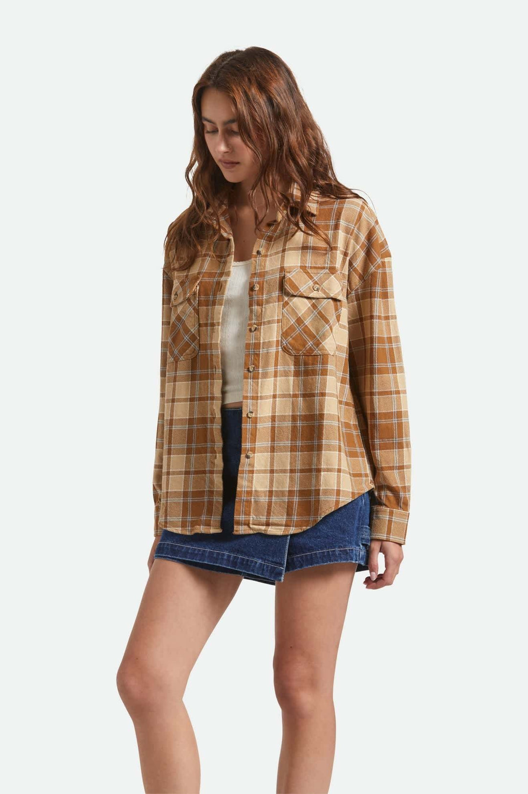 Brixton Bowery Vintage L/S Overshirt (Womens) | Washed Copper
