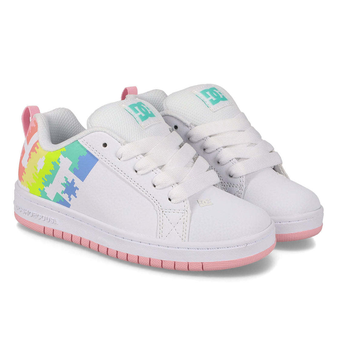 DC Court Graffik Youth Shoes | White/Light Pink/Multi