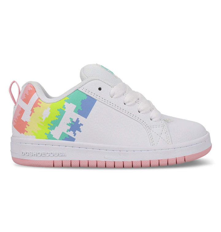 DC Court Graffik Youth Shoes | White/Light Pink/Multi