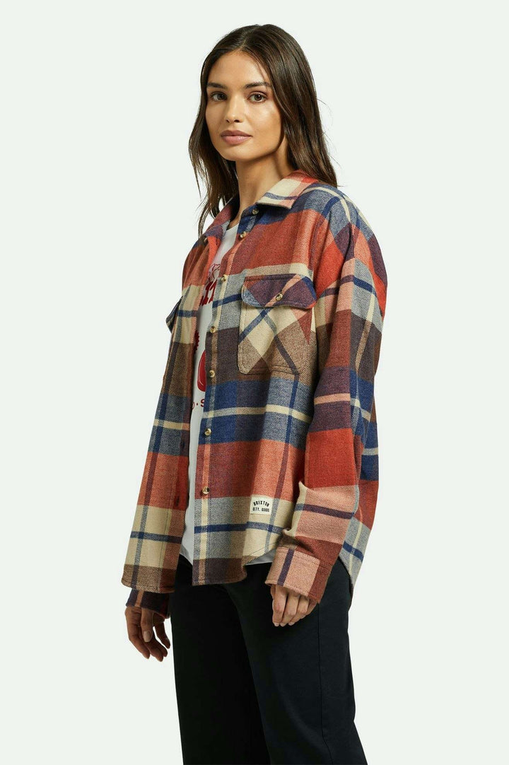 Brixton Bowery Classic Flannel (Womens) | Navy/Mars Red/Whitecap