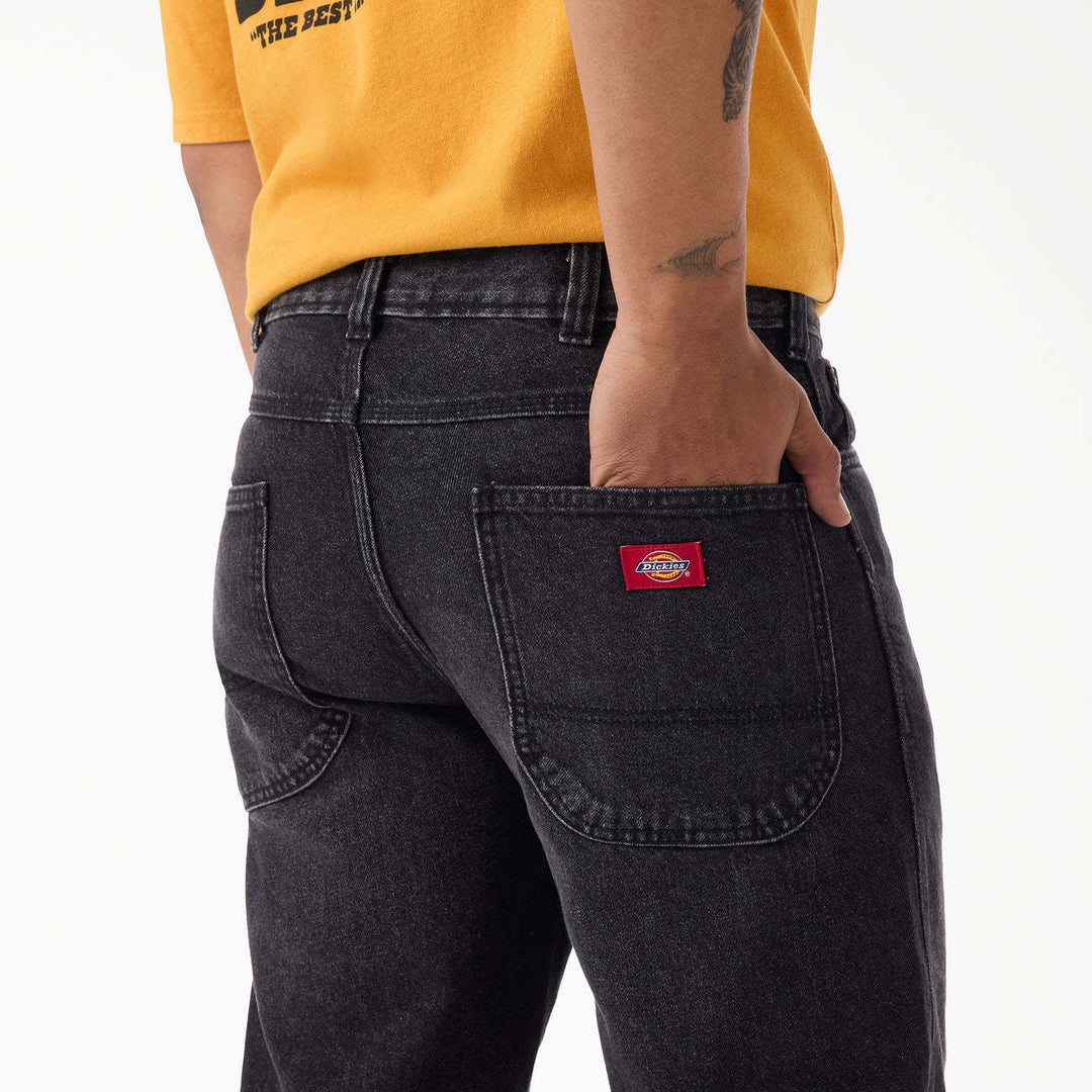 Dickies Relaxed Straight Work Jean (Mens) | Black Wash Faded