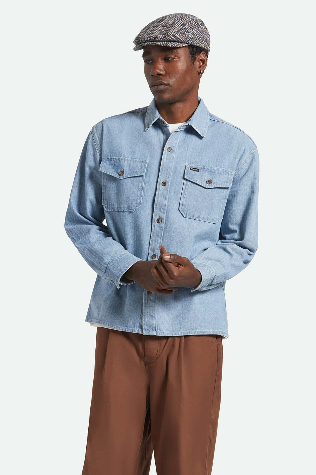Brixton Herringbone Lightweight Relaxed Overshirt (Men&