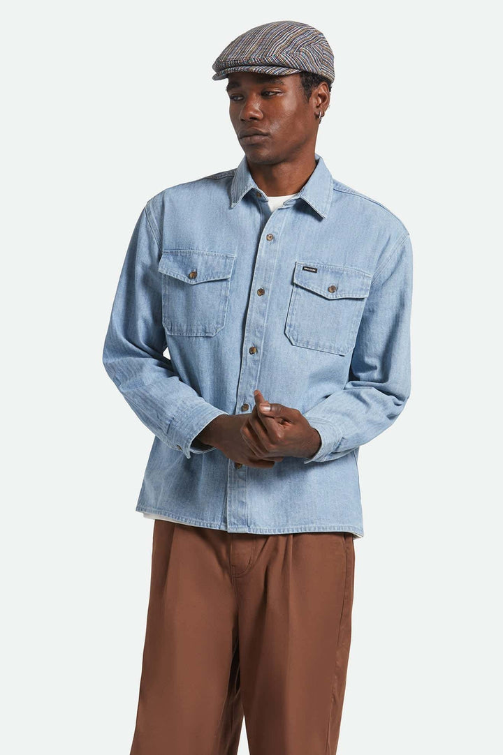 Brixton Herringbone Lightweight Relaxed Overshirt (Men&