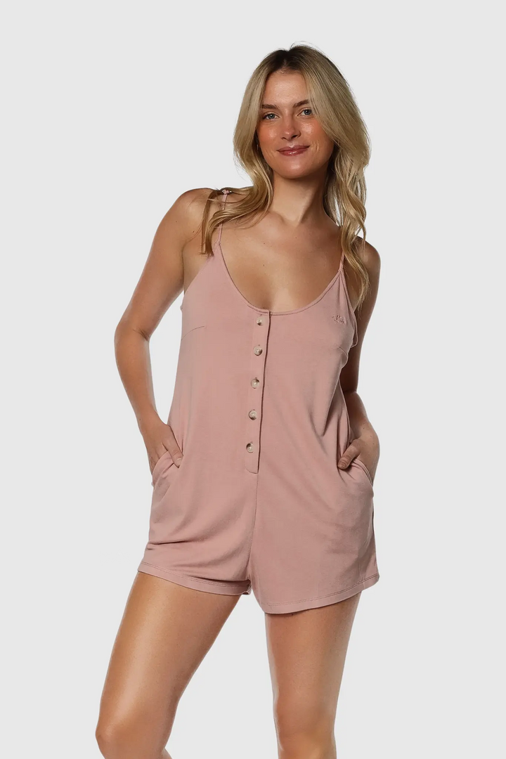 TEAMLTD Womens Button Up Romper | Rose
